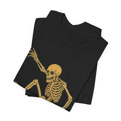 Skater Skeleton Graphic Tee for Adults - Vintage-Style Skeleton Skateboarding Shirt - Edgy Streetwear T-Shirt for Skaters and Art Lovers
