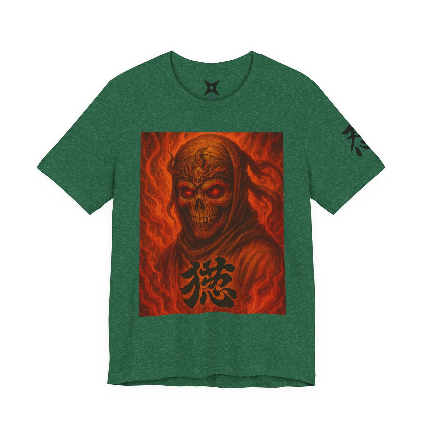 Dark Red Ninja Skull T-Shirt - Japanese Horror Art, Skeleton Ninja Graphic Tee, High-Detail Gothic Warrior Shirt, Unisex Streetwear