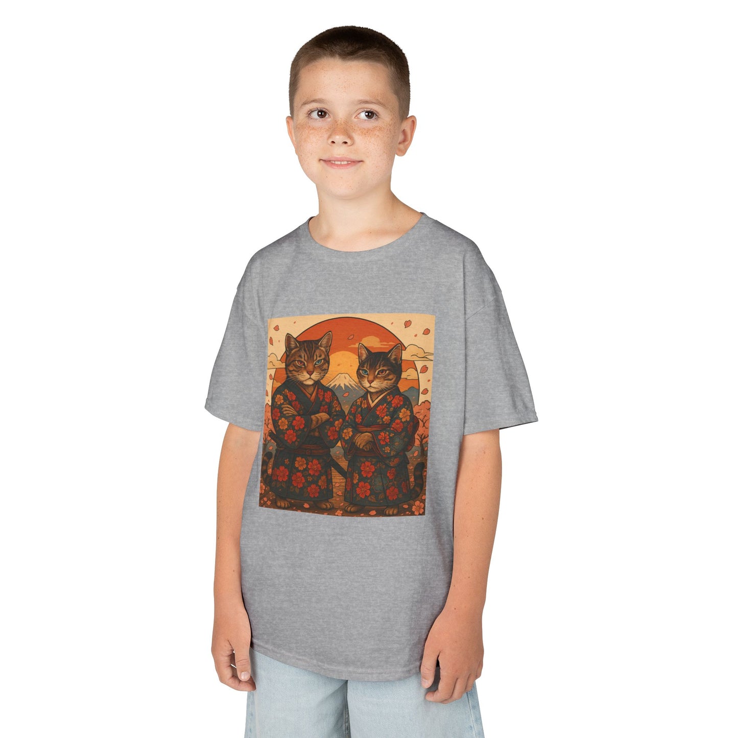 Samurai Cat Kids Kimono Shirt-Japanese Floral Cat Art Clothing for Boys and Girls,Cute Anime-Inspired Cultural Outfit for Festivals  Gifts