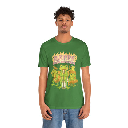 Happy Frog Rockers Album Cover Tee Cute Frog Band Shirt Vocal Guitar Piano Drums Pastel Art Gift for Music Lovers