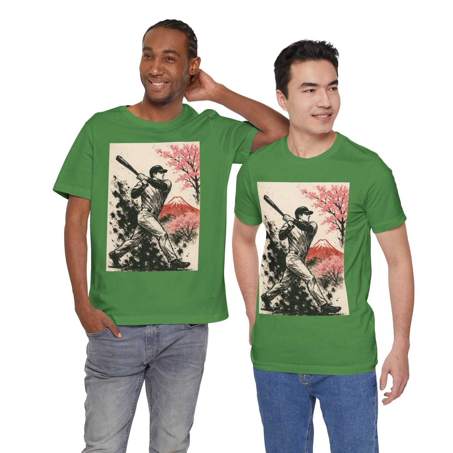 Pro Baseball Batter Sumi Ink Art Shirt Fuji Sakura Retro Japanese Print Power Swing Tee Japan Inspired Sports Art Gift for Dad
