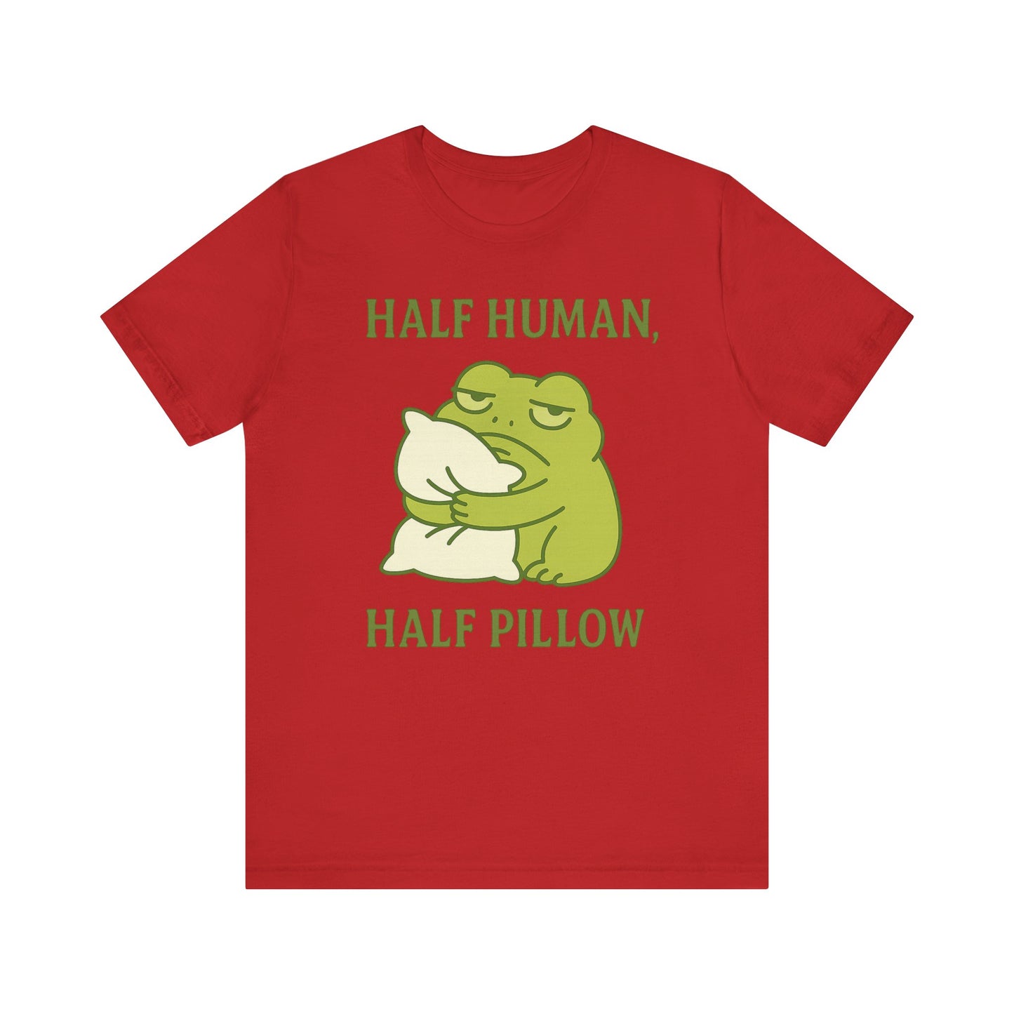 Half Human Half Pillow Funny Sleepy Frog Shirt for Coffee Lovers Dad Gift Not a Morning Person Tee Cozy Kawaii Aesthetic Graphic Top