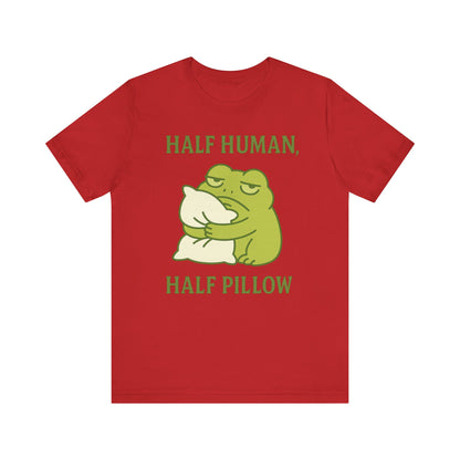 Half Human Half Pillow Funny Sleepy Frog Shirt for Coffee Lovers Dad Gift Not a Morning Person Tee Cozy Kawaii Aesthetic Graphic Top