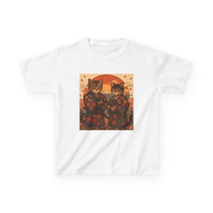 Samurai Cat Kids Kimono Shirt-Japanese Floral Cat Art Clothing for Boys and Girls,Cute Anime-Inspired Cultural Outfit for Festivals  Gifts