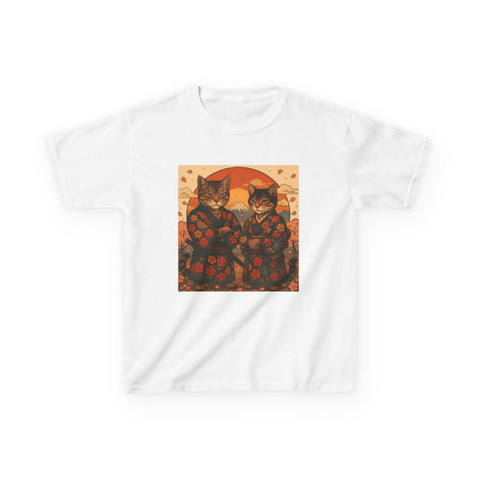 Samurai Cat Kids Kimono Shirt-Japanese Floral Cat Art Clothing for Boys and Girls,Cute Anime-Inspired Cultural Outfit for Festivals  Gifts