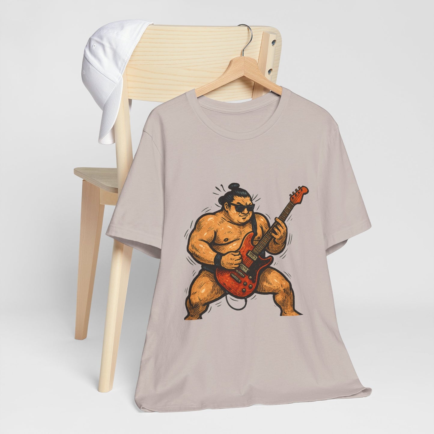 Sumo Guitar Rock T Shirt Japanese Sumo Wrestler Electric Guitar Vintage Comic Style Graphic Tee Japan Gift For Dad Music Fans