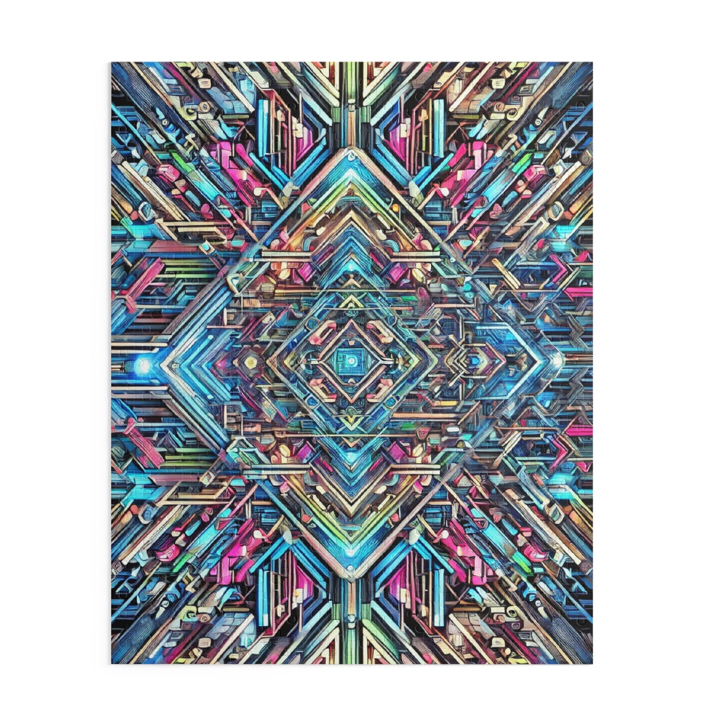 Futuristic Neon Circuit Puzzle-Ultra-Detailed Geometric Jigsaw for Adults | Sci-Fi Abstract Challenge (1000+ Pieces)