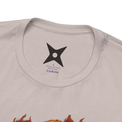 i, High-Detail Gothic Warrior TeDark Red Ninja Skull T-Shirt-Japanese Horror Art, Skeleton Ninja with Golden Koe, Unisex Streetwear