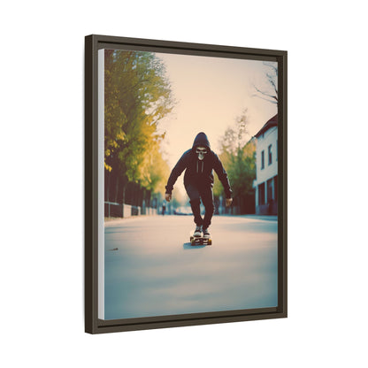 Skull Hoodie Skater Canvas Print Urban Street Art Skateboard Wall Decor Dawn Ride Gift for Dad Teen Room Gothic Vibe