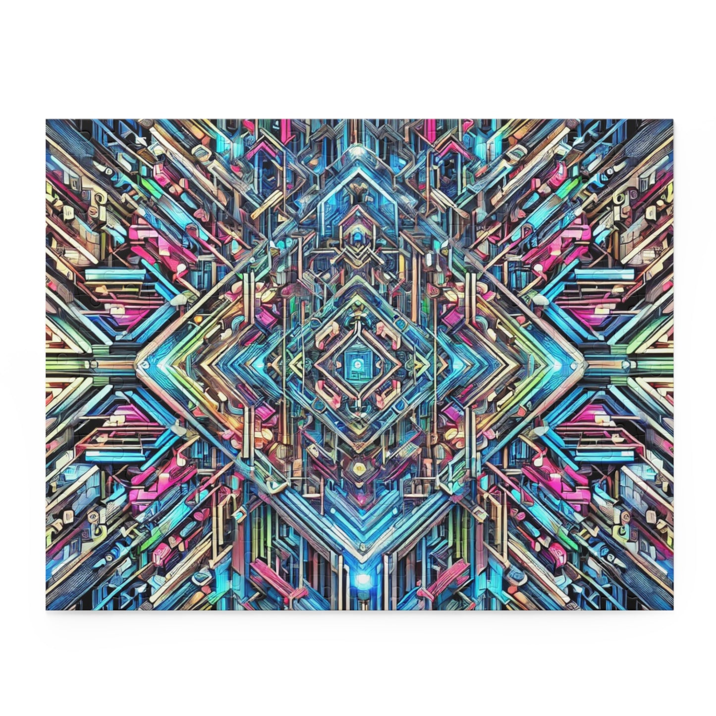 Futuristic Neon Circuit Puzzle-Ultra-Detailed Geometric Jigsaw for Adults | Sci-Fi Abstract Challenge (1000+ Pieces)