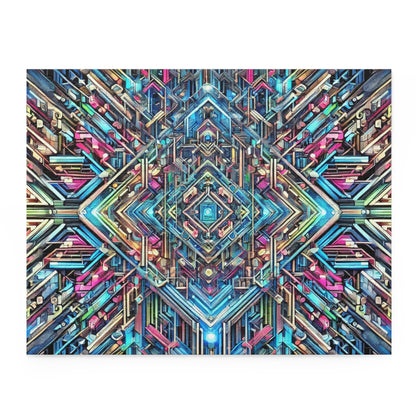 Futuristic Neon Circuit Puzzle-Ultra-Detailed Geometric Jigsaw for Adults | Sci-Fi Abstract Challenge (1000+ Pieces)