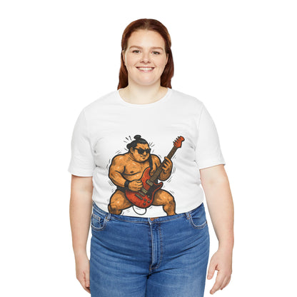 Sumo Guitar Rock T Shirt Japanese Sumo Wrestler Electric Guitar Vintage Comic Style Graphic Tee Japan Gift For Dad Music Fans