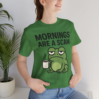 Mornings Are a Scam Frog Shirt Funny Sleepy Tee Night Owl Top Coffee First Gift for Dad Cute Graphic Loungewear Aesthetic