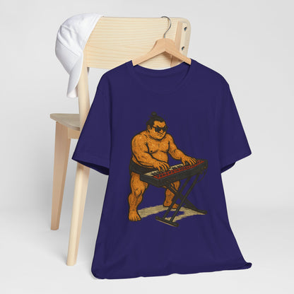 Sumo Piano Rock T Shirt Japanese Sumo Wrestler Playing Stage Keyboard Vintage Comic Art Graphic Tee Japan Gift For Dad Musicians
