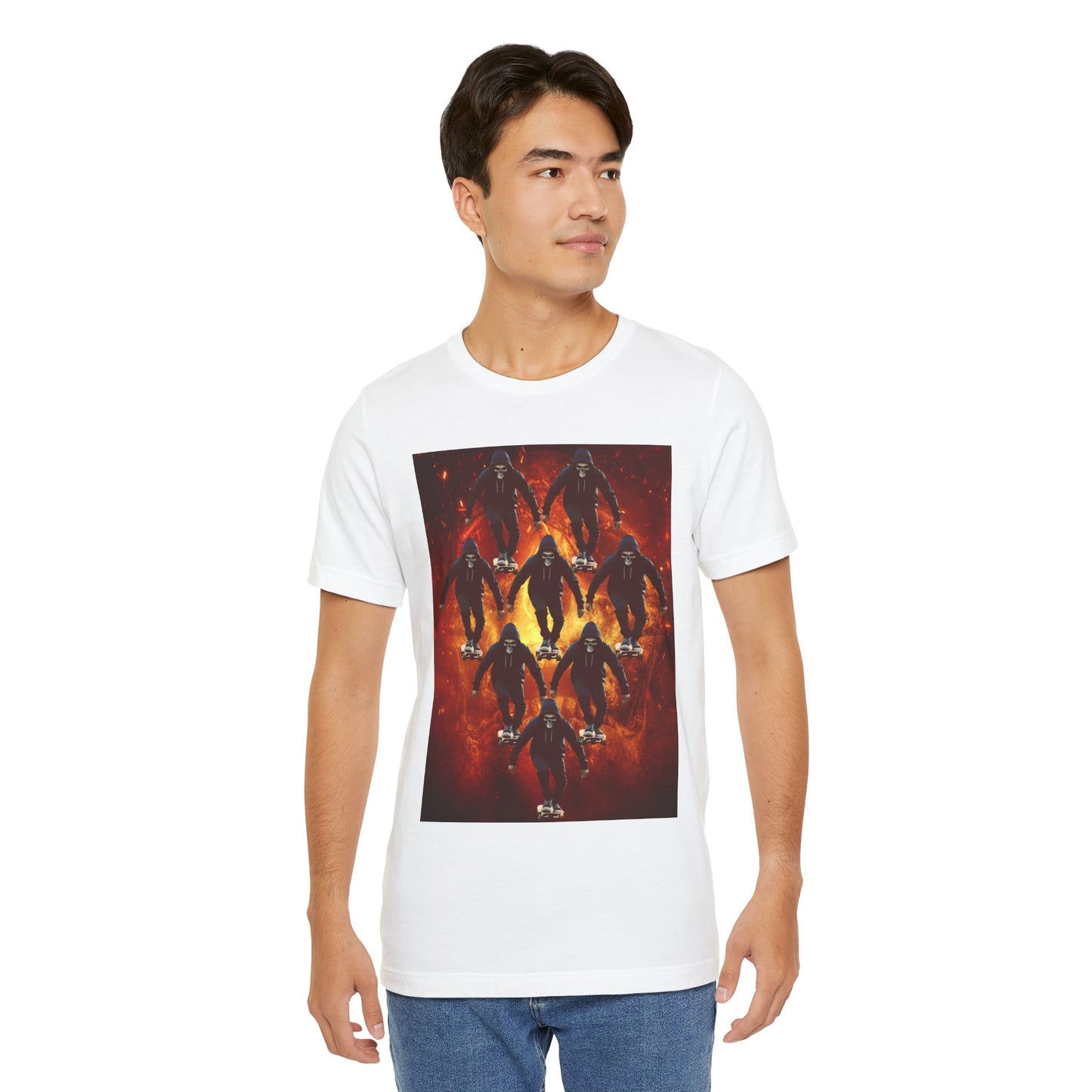 Skull Hoodie Skater T Shirt Urban Streetwear Skateboard Graphic Tee Gothic Horror Skate Style Gift for Dad Teen Boys Halloween Vibe