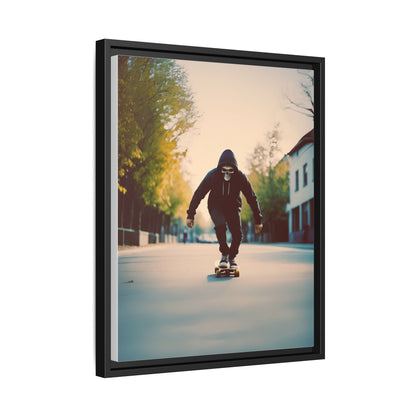 Skull Hoodie Skater Canvas Print Urban Street Art Skateboard Wall Decor Dawn Ride Gift for Dad Teen Room Gothic Vibe