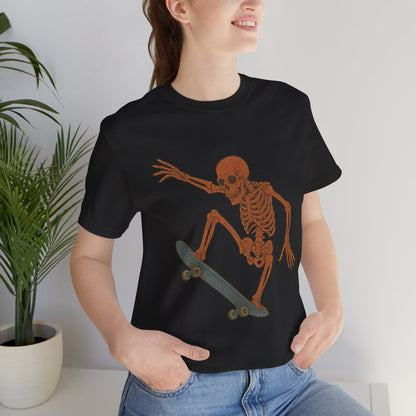 Skater Skeleton Graphic Tee for Adults - Vintage-Style Skeleton Skateboarding Shirt - Edgy Streetwear T-Shirt for Skaters and Art Lovers
