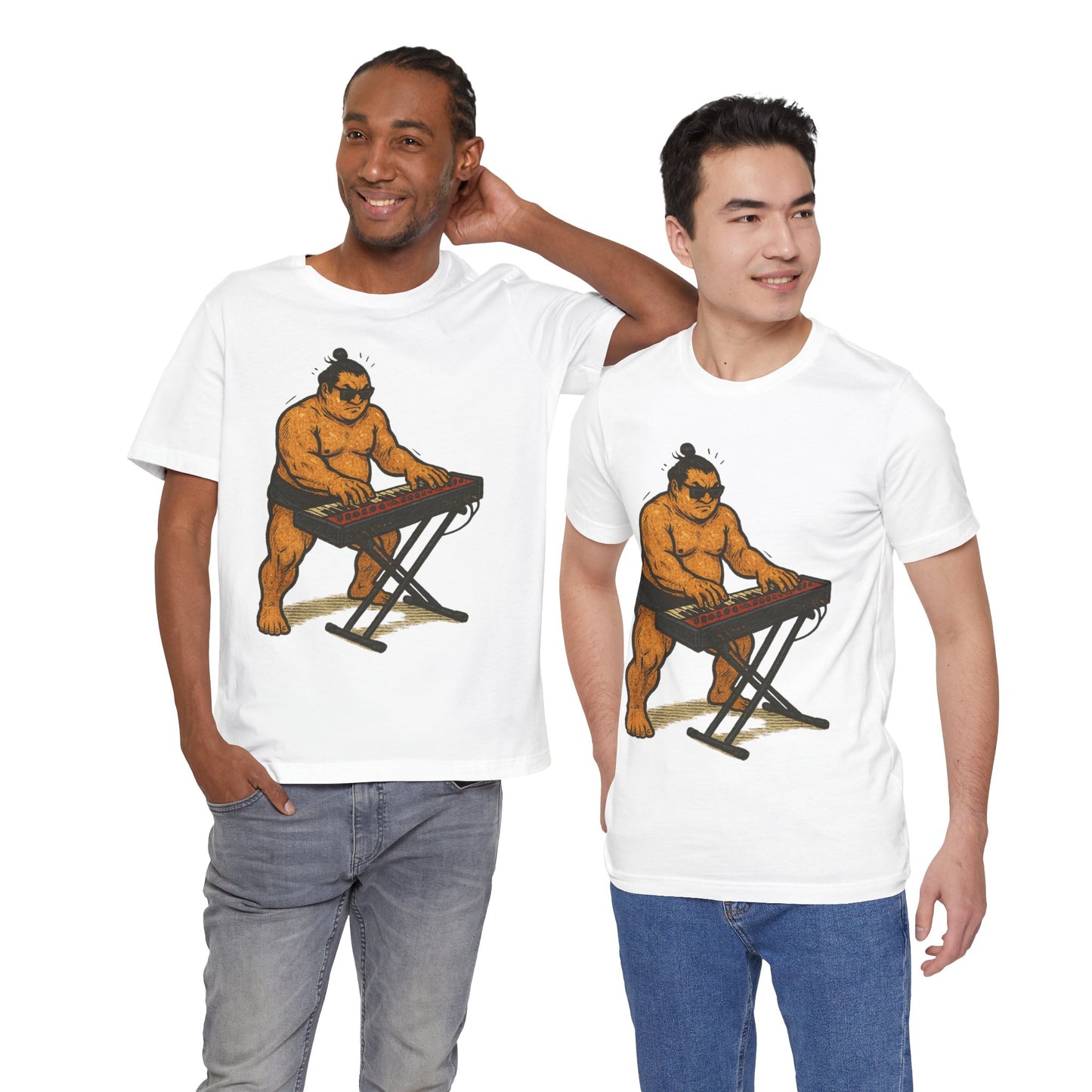 Sumo Piano Rock T Shirt Japanese Sumo Wrestler Playing Stage Keyboard Vintage Comic Art Graphic Tee Japan Gift For Dad Musicians