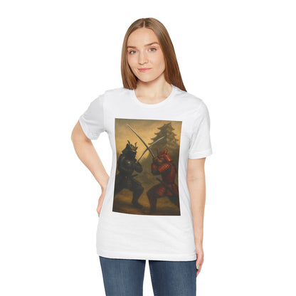 Epic Cat Samurai Battle Tee - War Horses Clash in Front of Japanese Castle  Feline Warrior Art Shirt for Fantasy & Japan Lovers