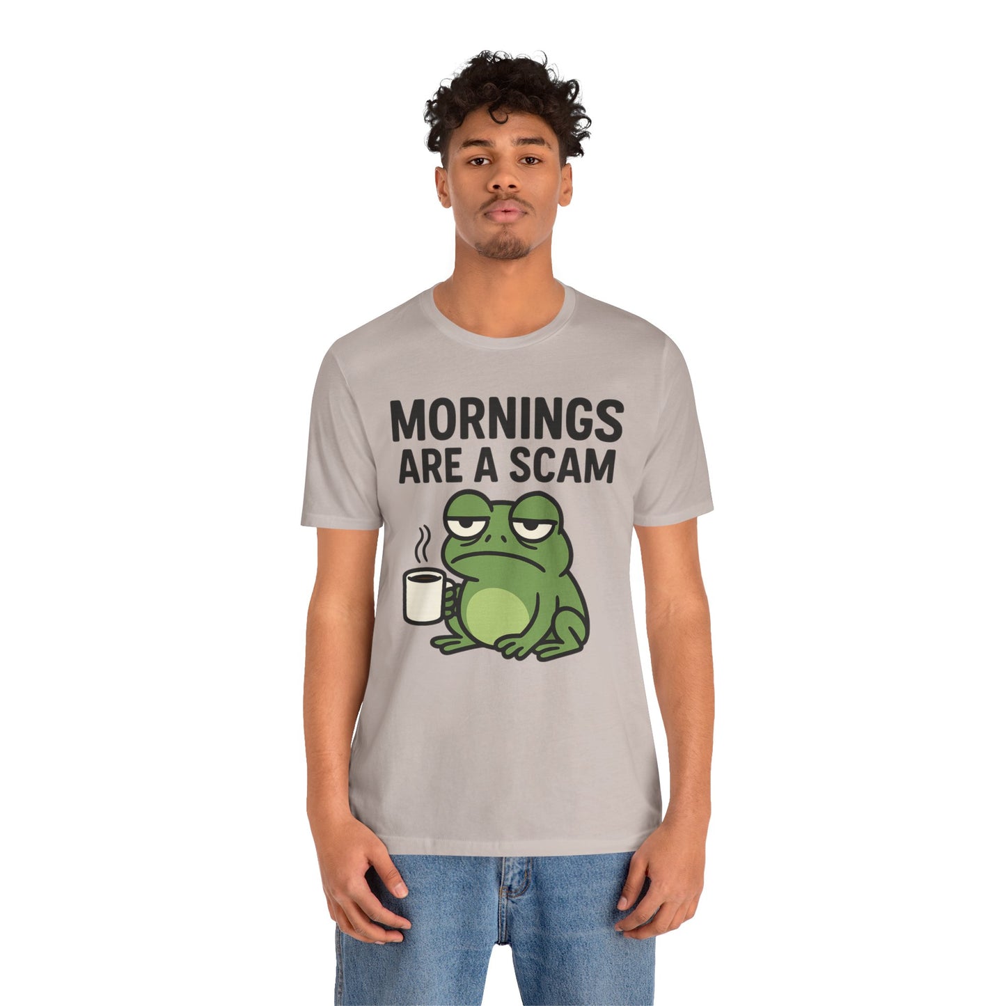 Mornings Are a Scam Frog Shirt Funny Sleepy Tee Night Owl Top Coffee First Gift for Dad Cute Graphic Loungewear Aesthetic