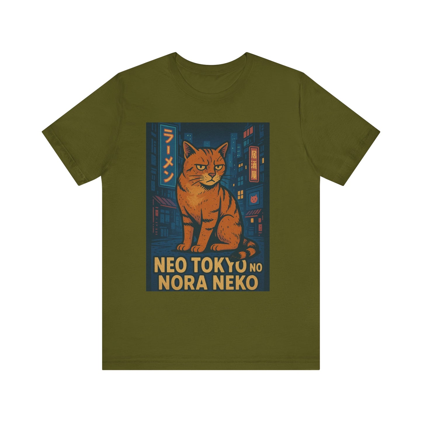 Neo Tokyo Stray Cat Shirt Retro Anime Poster Style Nora Neko Tee Ramen Izakaya Night Graphic Japan Streetwear Gift for Dad