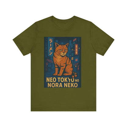 Neo Tokyo Stray Cat Shirt Retro Anime Poster Style Nora Neko Tee Ramen Izakaya Night Graphic Japan Streetwear Gift for Dad