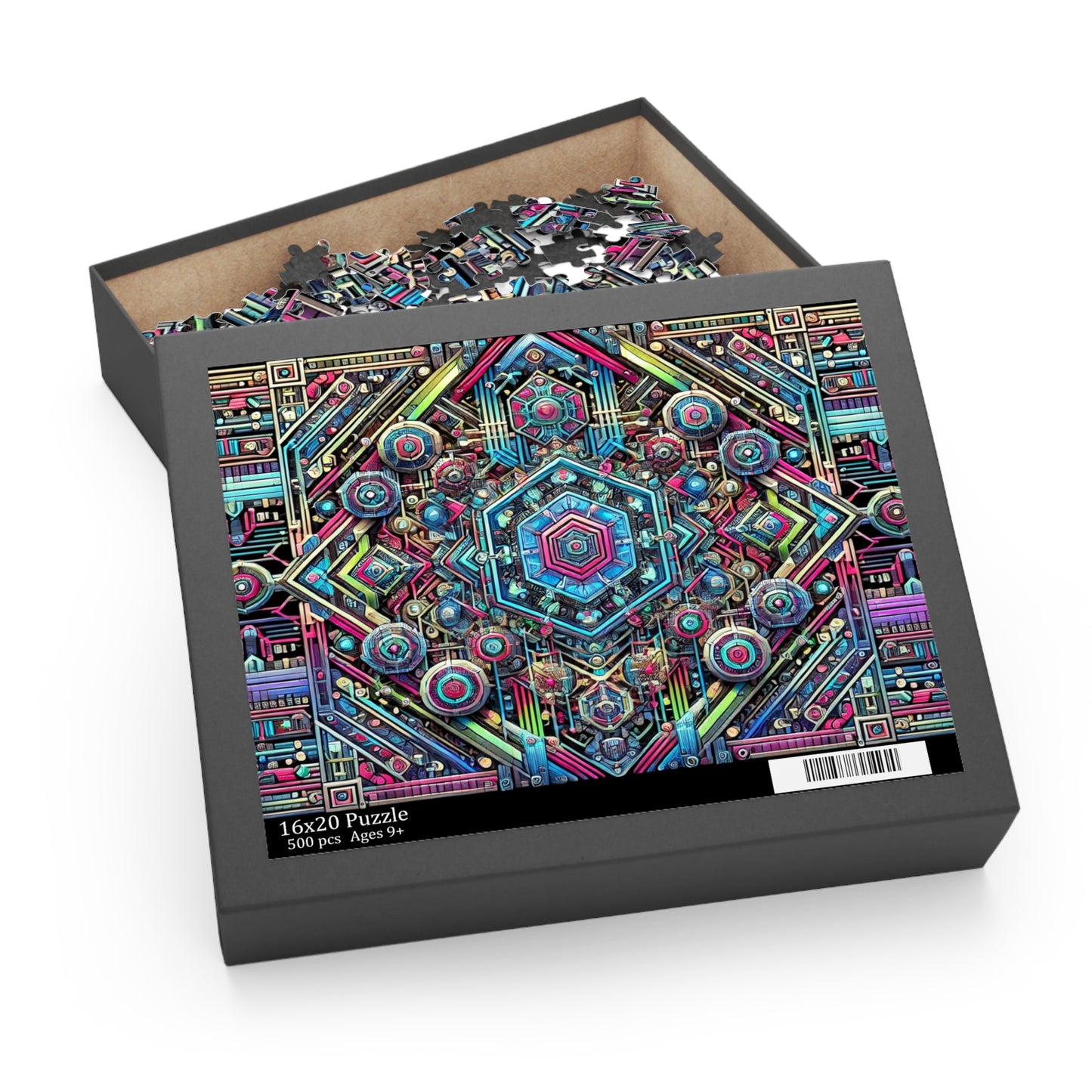 Futuristic Neon Circuit Puzzle-Ultra-Detailed Geometric Jigsaw for Adults | Sci-Fi Abstract Challenge (1000+ Pieces)
