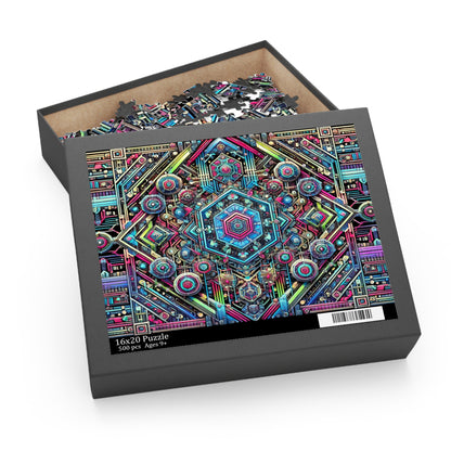 Futuristic Neon Circuit Puzzle-Ultra-Detailed Geometric Jigsaw for Adults | Sci-Fi Abstract Challenge (1000+ Pieces)