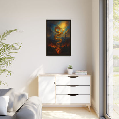 Neo Tokyo Golden Dragon Canvas Wall Art Japan Inspired Skyline Painting Feng Shui Good Luck Decor Dragon Pearl Gift for Dad