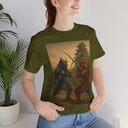 Epic Cat Samurai Battle Tee - War Horses Clash in Front of Japanese Castle  Feline Warrior Art Shirt for Fantasy & Japan Lovers