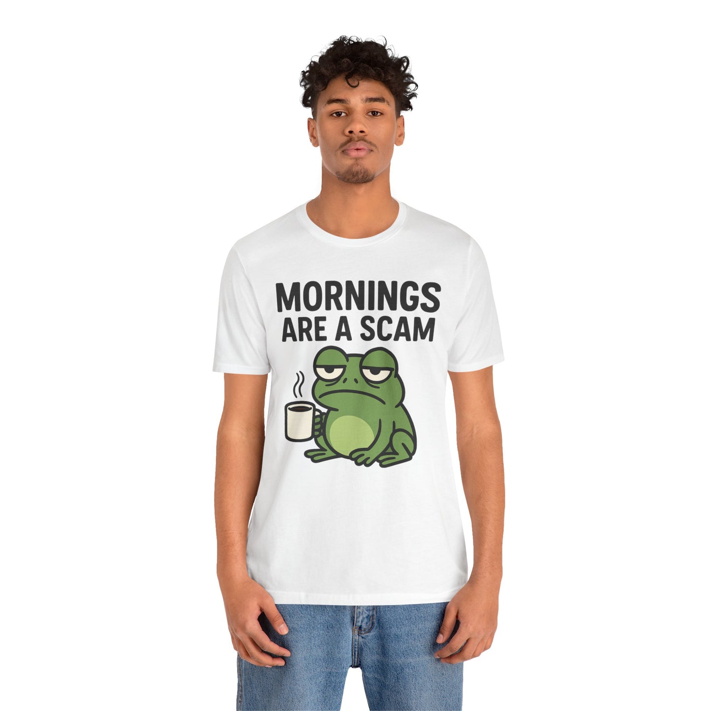 Mornings Are a Scam Frog Shirt Funny Sleepy Tee Night Owl Top Coffee First Gift for Dad Cute Graphic Loungewear Aesthetic