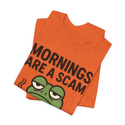 Mornings Are a Scam Frog Shirt Funny Sleepy Tee Night Owl Top Coffee First Gift for Dad Cute Graphic Loungewear Aesthetic