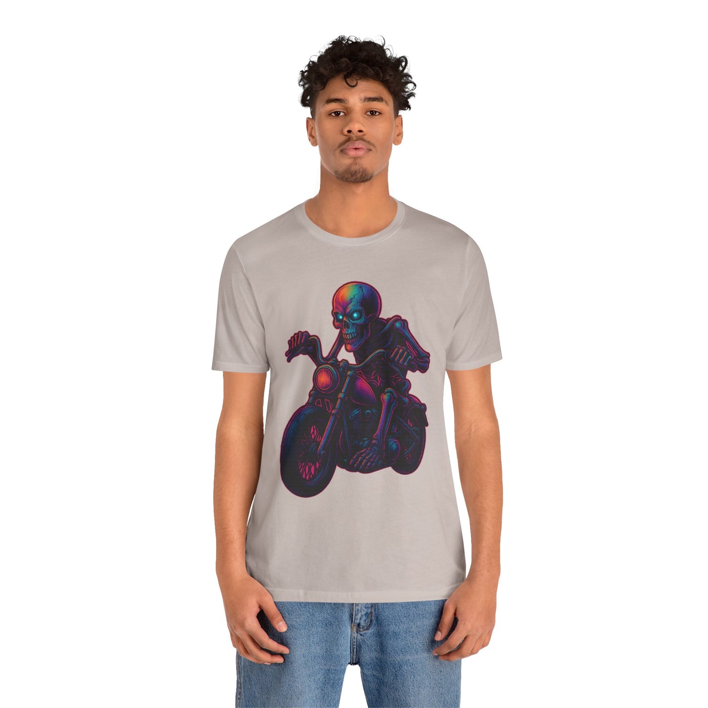 Neon Gashadokuro Harley Rider Tattoo Style Shirt Horror Yokai Streetwear for Adults Biker Dad Gift Japanese Art Tee