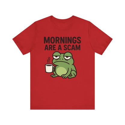 Mornings Are a Scam Frog Shirt Funny Sleepy Tee Night Owl Top Coffee First Gift for Dad Cute Graphic Loungewear Aesthetic