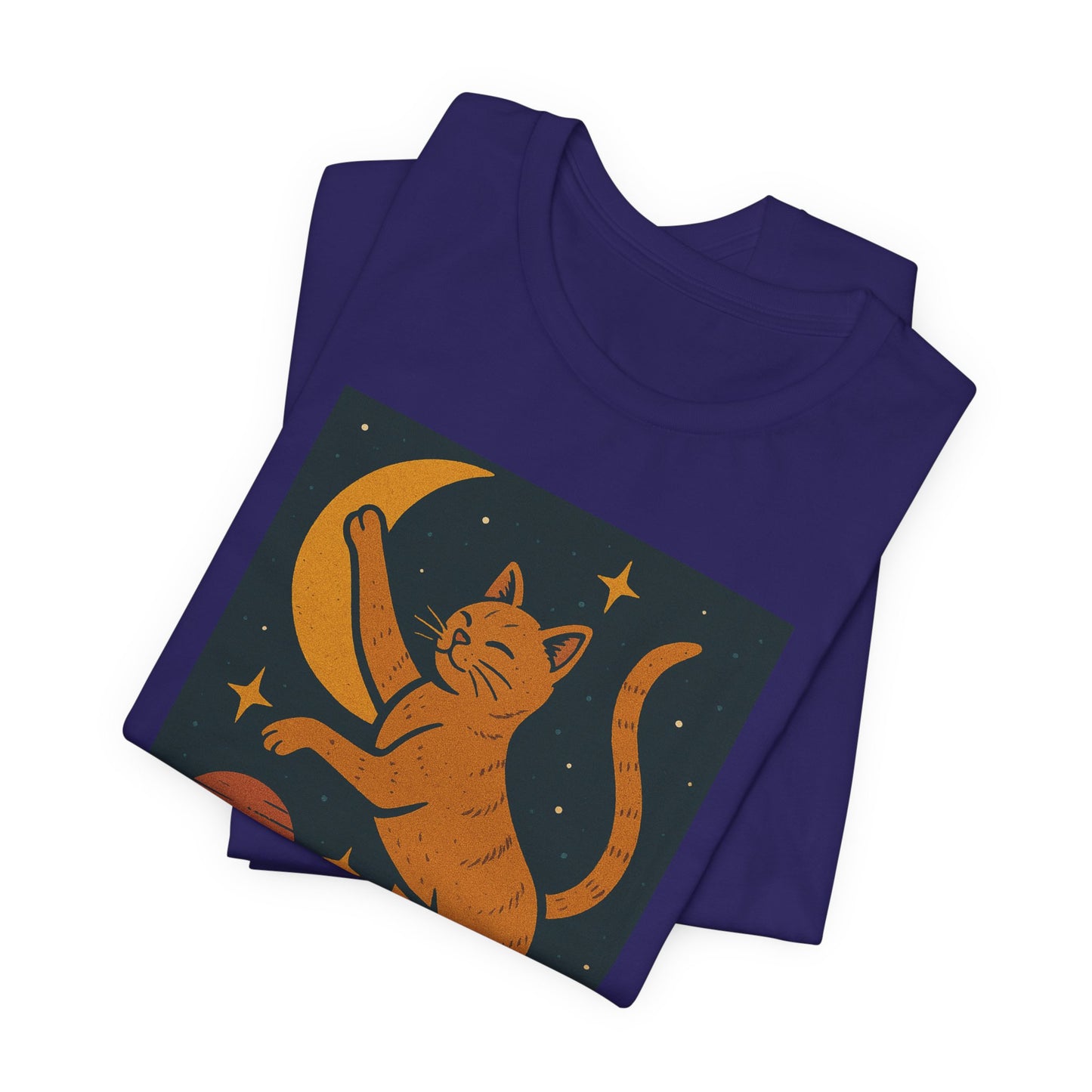 Dream Cat Shirt Retro Space Kitty Tee Moon and Stars Poster Style Japan Inspired Vintage Graphic Gift for Cat Lovers and Dad