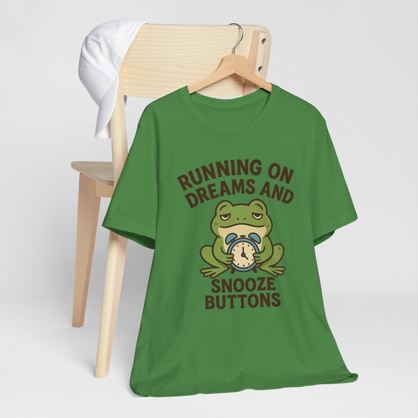 Running on Dreams and Snooze Buttons Shirt Sleepy Frog Tee Funny Night Owl Top Great Dad Gift Cozy Loungewear Aesthetic