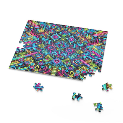 Futuristic Neon Circuit Puzzle-Ultra-Detailed Geometric Jigsaw for Adults | Sci-Fi Abstract Challenge (1000+ Pieces)