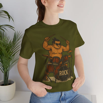 Sumo Drummer Graphic Tee Japanese Sumo Playing Drums Shirt for Music Lovers Band Dads Birthday Gift Festival Wear Streetwear Art