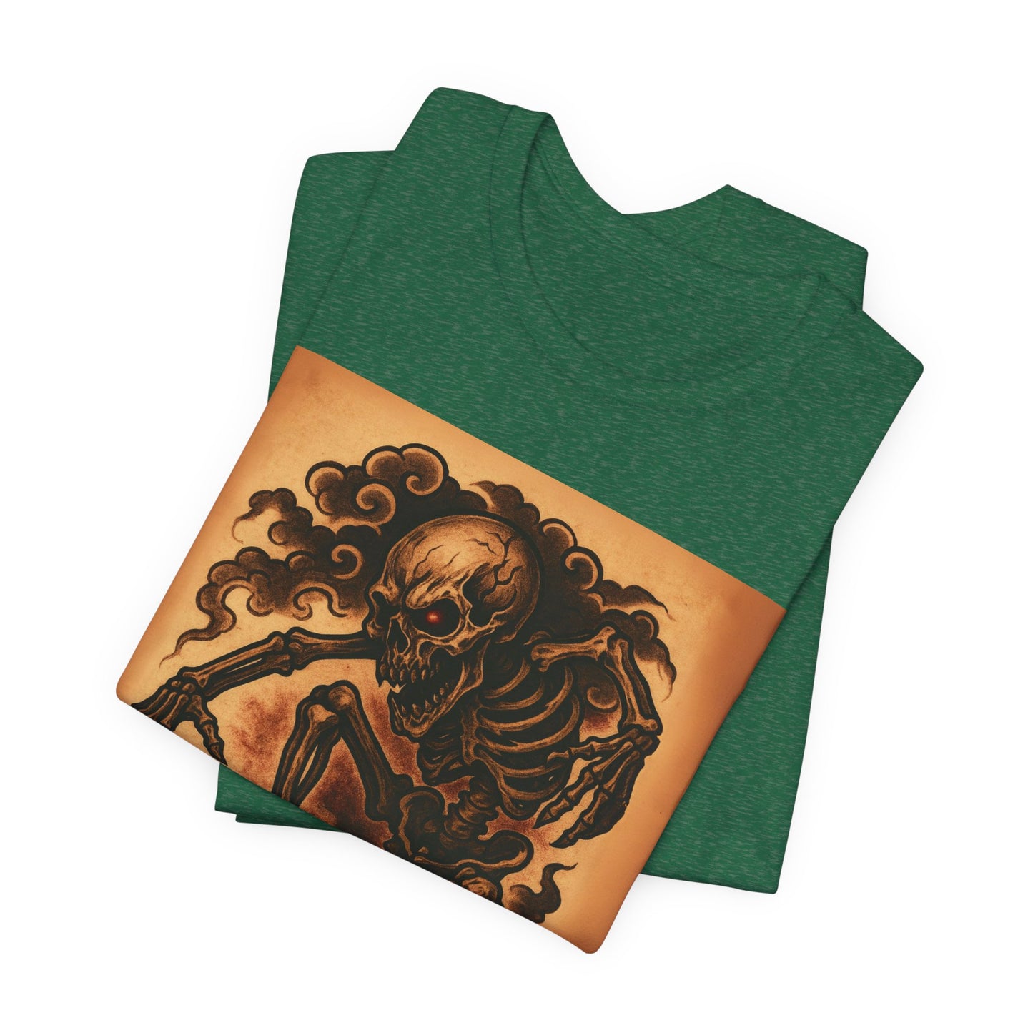 Gashadokuro Skeleton Skateboard Jump Tattoo-Style Shirt - Horror Yokai Streetwear for Adults, Skater Dad Gift, Japanese Folklore Tee