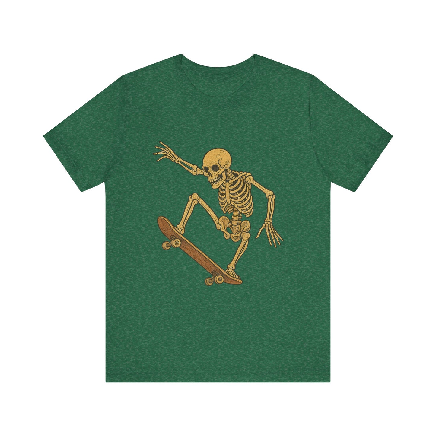 Skater Skeleton Graphic Tee for Adults - Vintage-Style Skeleton Skateboarding Shirt - Edgy Streetwear T-Shirt for Skaters and Art Lovers