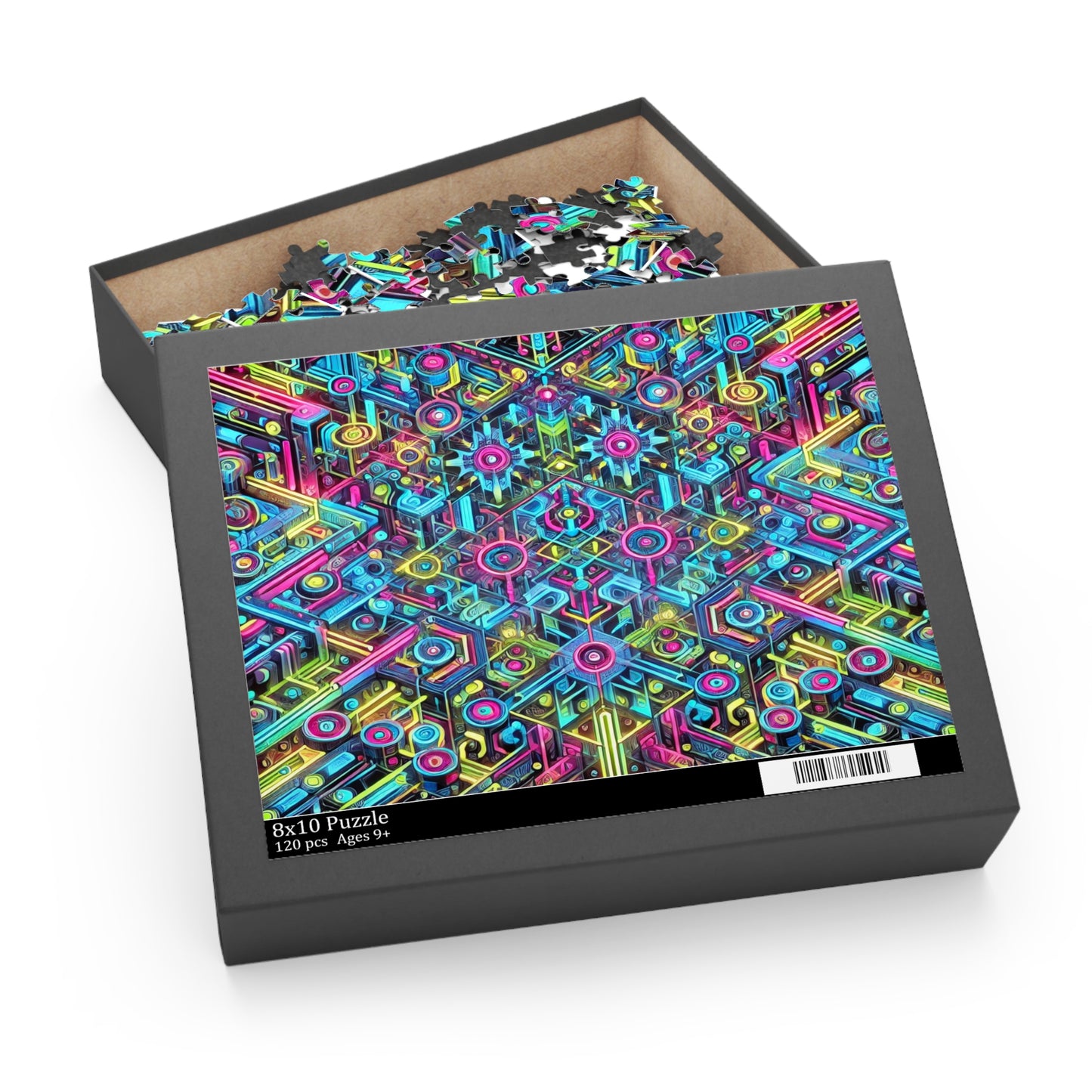 Futuristic Neon Circuit Puzzle-Ultra-Detailed Geometric Jigsaw for Adults | Sci-Fi Abstract Challenge (1000+ Pieces)