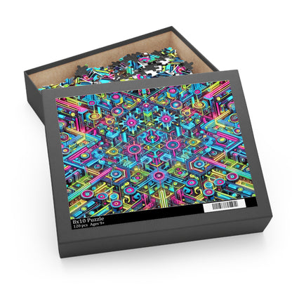 Futuristic Neon Circuit Puzzle-Ultra-Detailed Geometric Jigsaw for Adults | Sci-Fi Abstract Challenge (1000+ Pieces)