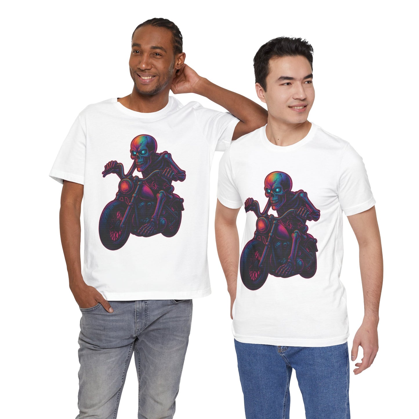 Neon Gashadokuro Harley Rider Tattoo Style Shirt Horror Yokai Streetwear for Adults Biker Dad Gift Japanese Art Tee