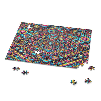 Futuristic Neon Circuit Puzzle-Ultra-Detailed Geometric Jigsaw for Adults | Sci-Fi Abstract Challenge (1000+ Pieces)