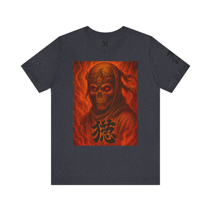 Dark Red Ninja Skull T-Shirt - Japanese Horror Art, Skeleton Ninja Graphic Tee, High-Detail Gothic Warrior Shirt, Unisex Streetwear