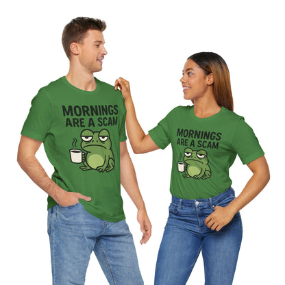 Mornings Are a Scam Frog Shirt Funny Sleepy Tee Night Owl Top Coffee First Gift for Dad Cute Graphic Loungewear Aesthetic