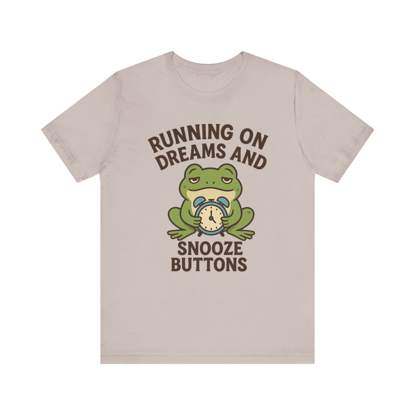 Running on Dreams and Snooze Buttons Shirt Sleepy Frog Tee Funny Night Owl Top Great Dad Gift Cozy Loungewear Aesthetic