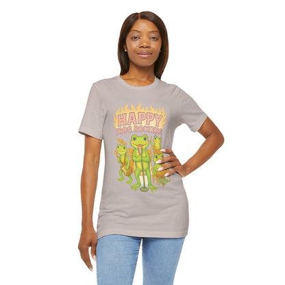 Happy Frog Rockers Album Cover Tee Cute Frog Band Shirt Vocal Guitar Piano Drums Pastel Art Gift for Music Lovers