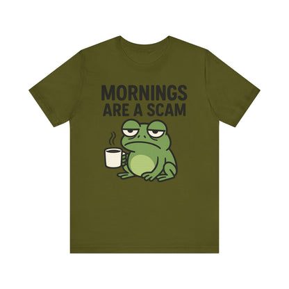 Mornings Are a Scam Frog Shirt Funny Sleepy Tee Night Owl Top Coffee First Gift for Dad Cute Graphic Loungewear Aesthetic