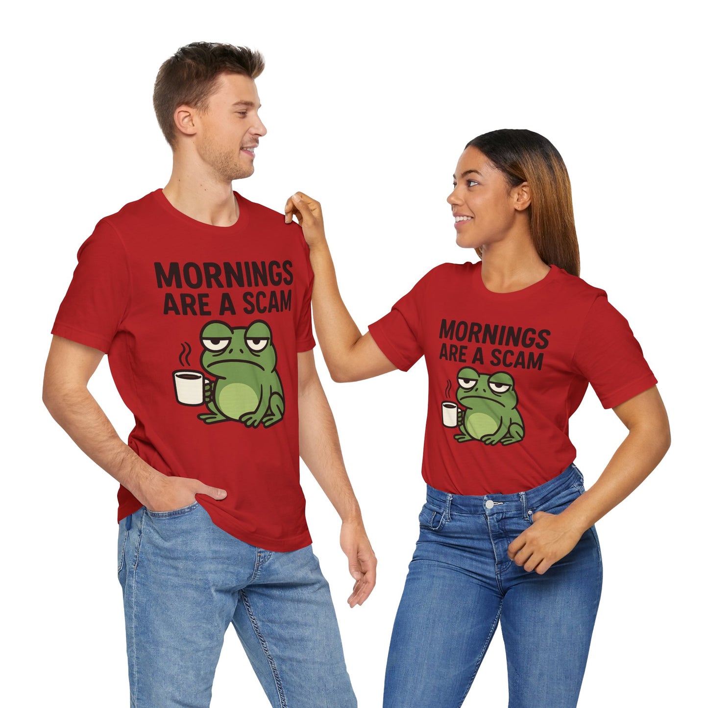 Mornings Are a Scam Frog Shirt Funny Sleepy Tee Night Owl Top Coffee First Gift for Dad Cute Graphic Loungewear Aesthetic
